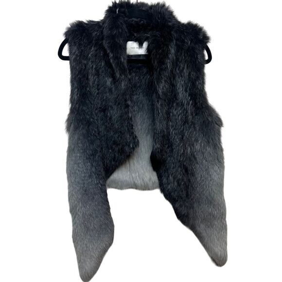Yves Salomon Grey Black Ombre Rabbit Fur Vest Sz. 36 (US 4) - Picture 2 of 6